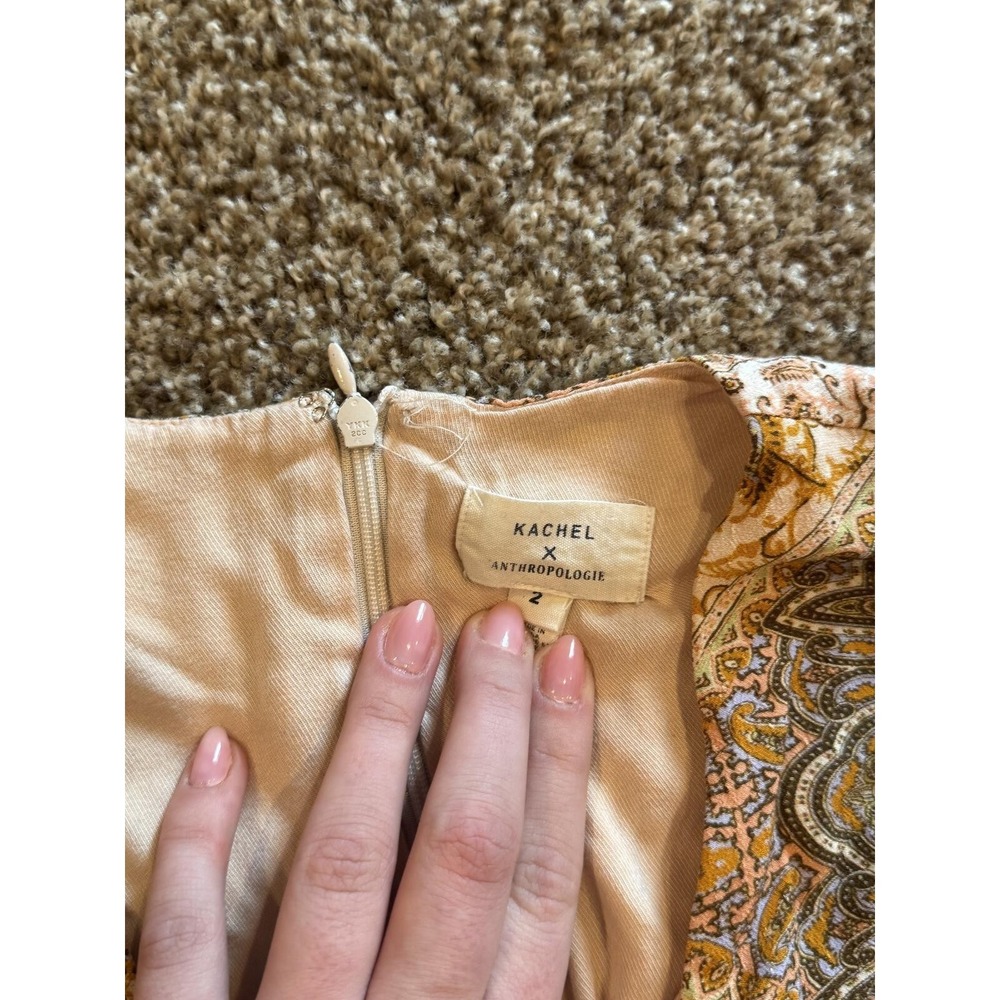 Kachel X Anthropologie Zola Patchwork Paisley Button Front Mini Dress Size 2 - Picture 7 of 9